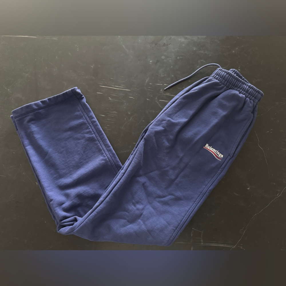 Blue Balenciaga POLITICAL CAMPAIGN BAGGY SWEATPANTS IN BLACK